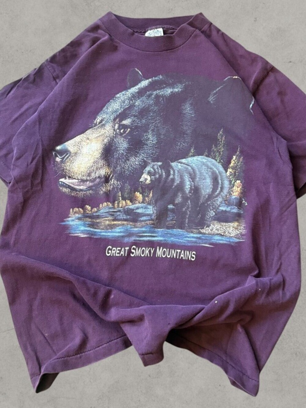 Vintage 90s Great Smoky Mountains Bear Graphic Nature Outdoors Shirt MensMedium